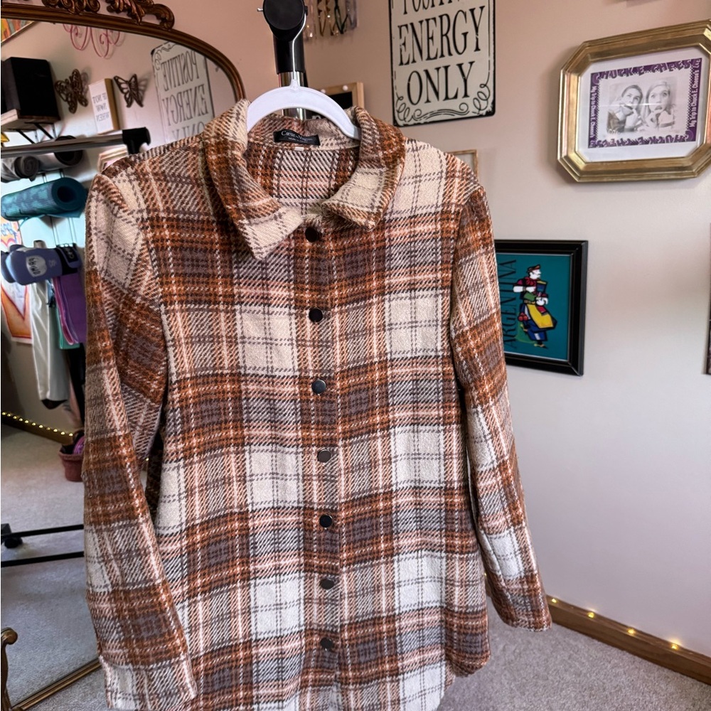 Plaid Button-Up Jacket